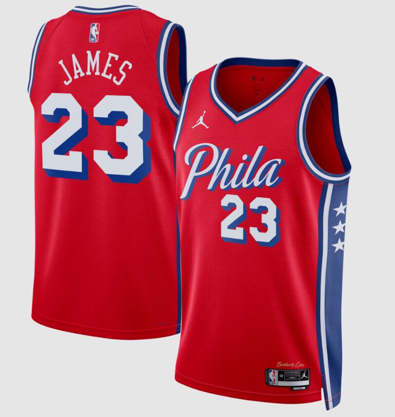 Youth Red Philadelphia 76ers #23 LeBron James 2026 Statement Edition Stitched Jersey